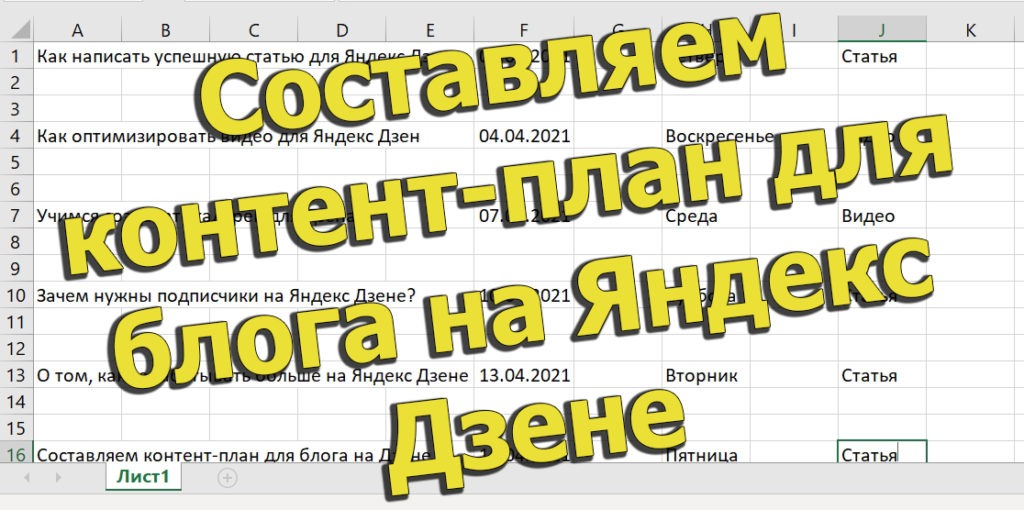 Как составить контент-план для блога на Яндекс Дзене